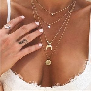 🌺  4 LAYER GOLD COLOR COIN MOON NECKLACE
